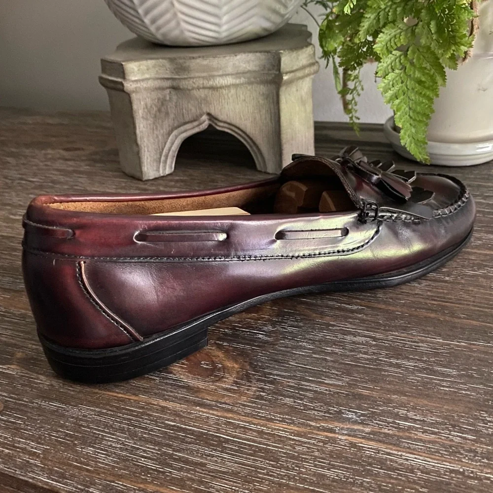 Cole Haan Mens 10D Pinch Tassel Leather Loafer Burgundy Business‎ Casual Shoes